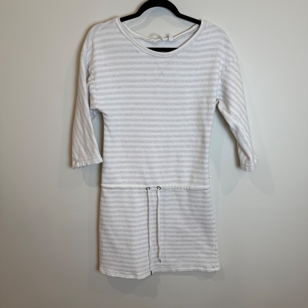 Victoria's Secret Striped Sweater Dress Drawstring Waist 3/4 Sleeve M